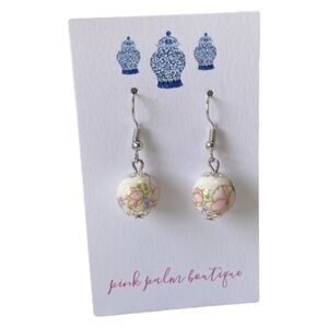 Chinoiserie Earrings Blue + White Floral Porcelain